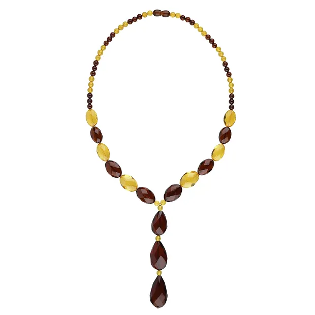 Necklace Amber beads, faceted ovals, drops, 45cm | Marco Schreier