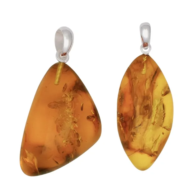 Amber cabochon pendant, 4.0 - 4.5 cm | wholesaler gems, healing stones & jewelry