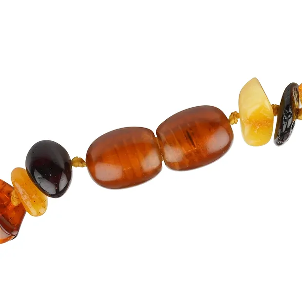 Necklace Amber splinter, colorful, 34cm | wholesaler gems & healing stones