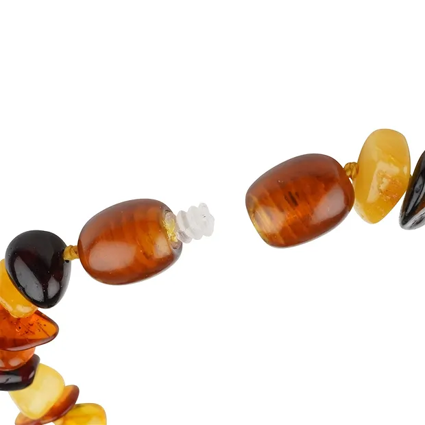 Necklace Amber splinter, colorful, 34cm | wholesaler gems & healing stones