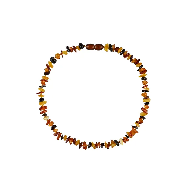 Necklace Amber splinter, colorful, 34cm | wholesaler gems & healing stones