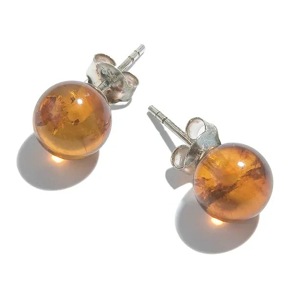 Pendientes Ámbar (rec.) bola, 8mm, rodinado | Marco Schreier