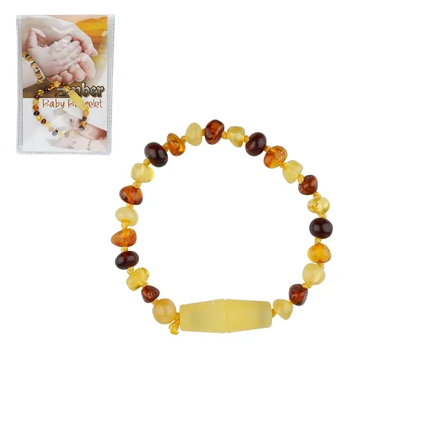 Bracelet Ambre pierres baroques multicolores, 14cm, avec fermeture de sécurité | Marco Schreier