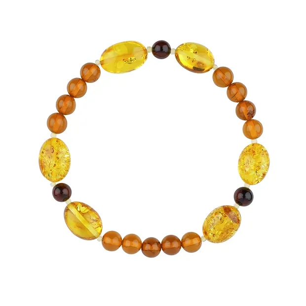 Bracelet Ambre Olives, perles rondes, 19cm | Marco Schreier