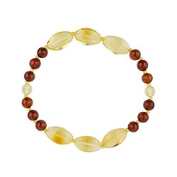 0603657006 Bracelet en perles rondes d'Ambre, Navettes, 19cm | Marco Schreier
