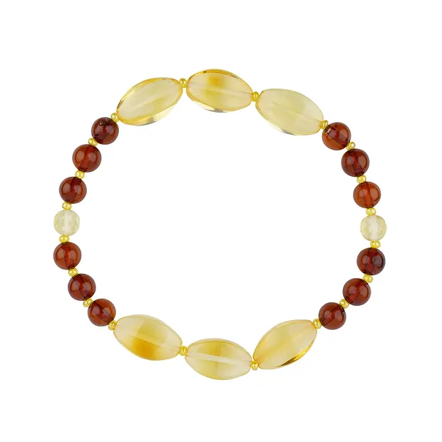 Bracelet en perles rondes d'Ambre, Navettes, 19cm | Marco Schreier