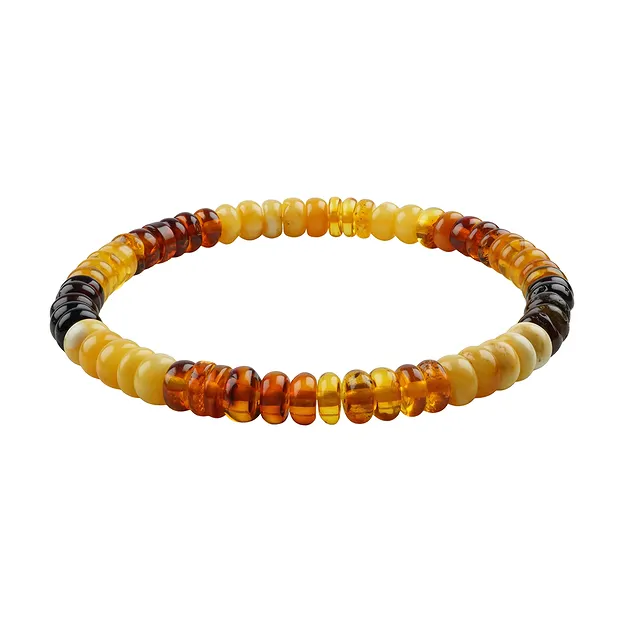 Bracelet Amber Button colorful, 3 x 6mm | wholesaler gems & healing stones