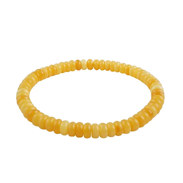 Bracelet Amber Button milky, 3,0 x 5,8mm | wholesaler gems & healing stones