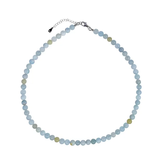 Kette Beryll Kugeln (6mm), rhodiniert, Verlängerungskettchen | Marco Schreier