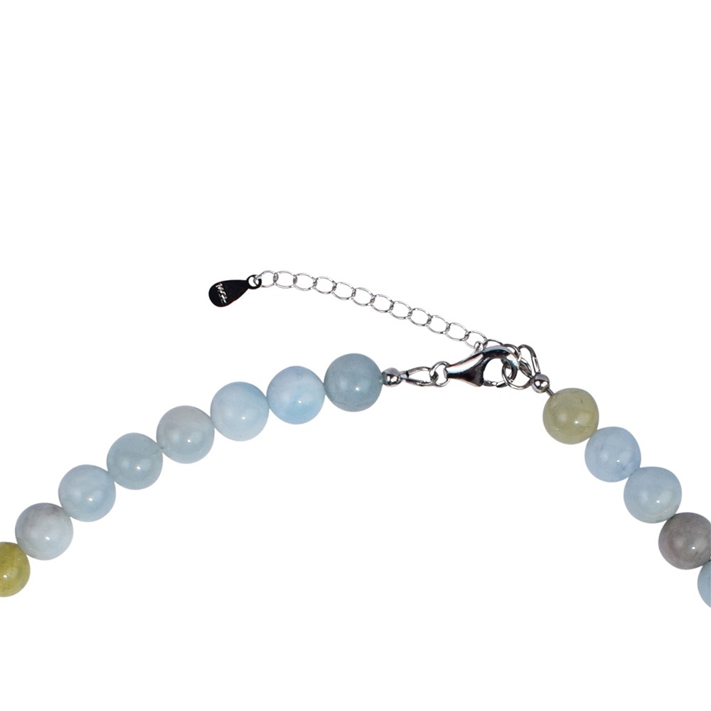 Kette Beryll Kugeln (8mm), rhodiniert, Verlängerungskettchen | Marco Schreier