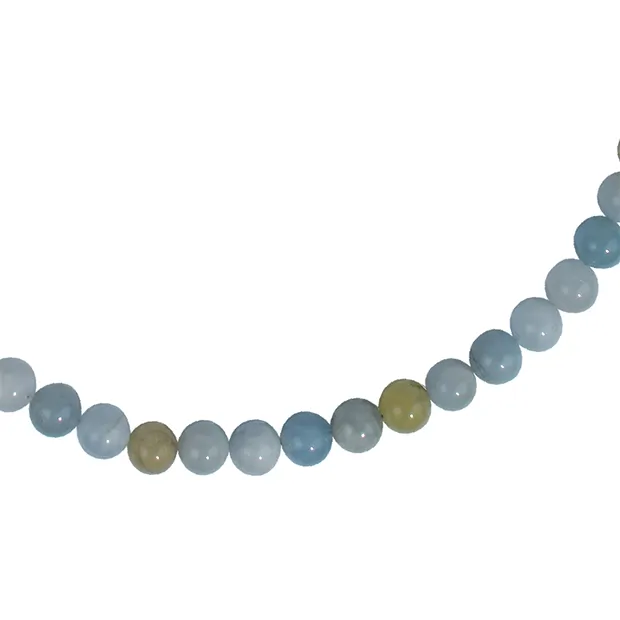 Beryl necklace, beads (8mm), rhodiniert | wholesaler gems & healing stones