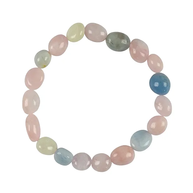 Bracelet, beryl (Morganite, Aquamarine), 10 - 12mm nuggets | Marco Schreier