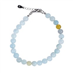 0603764060 Bracelet en perles rondes de Béryl (6mm), rhodié, Chaîne d'extension | Marco Schreier