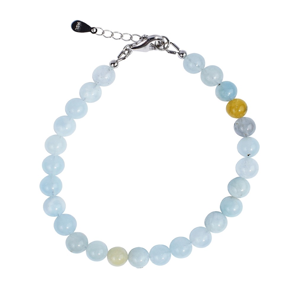 Armband Beryll Kugeln (6mm), rhodiniert, Verlängerungskettchen | Marco Schreier