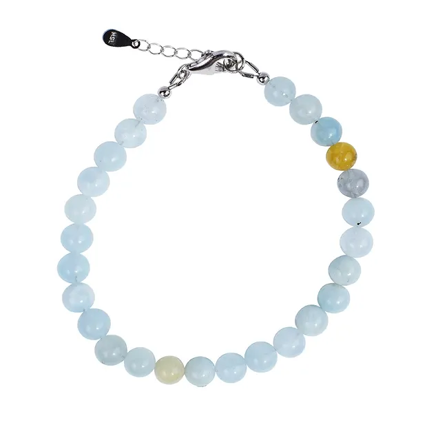 Pulsera cuentas de berilo (6mm), rodinado, cadena extensible | Marco Schreier