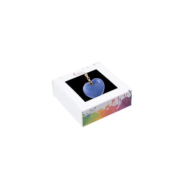 Pendant blue quartz, heart (28mm), 4.2cm, gold-plated | Marco Schreier