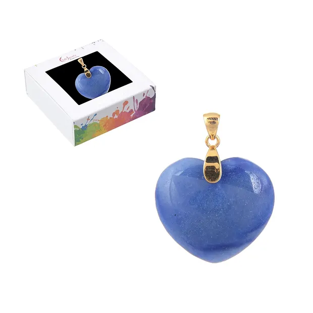 Pendant blue quartz, heart (28mm), 4.2cm, gold-plated | Marco Schreier