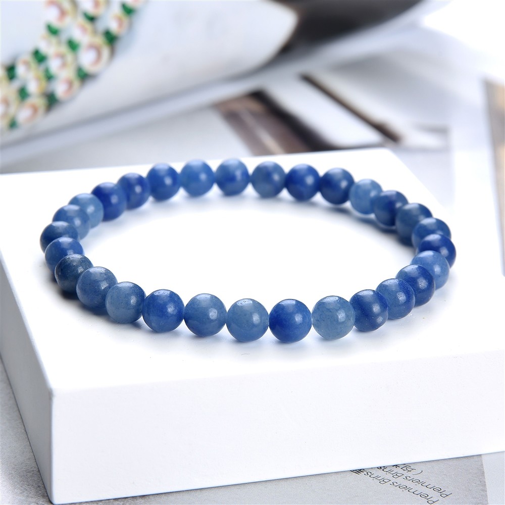 Bracelet, blue quartz, 06mm beads | wholesaler gems, healing stones & jewelry
