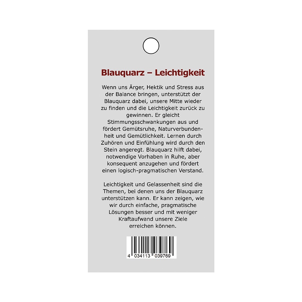 Pendentif pierre de force quartz bleu (légèreté) | Marco Schreier