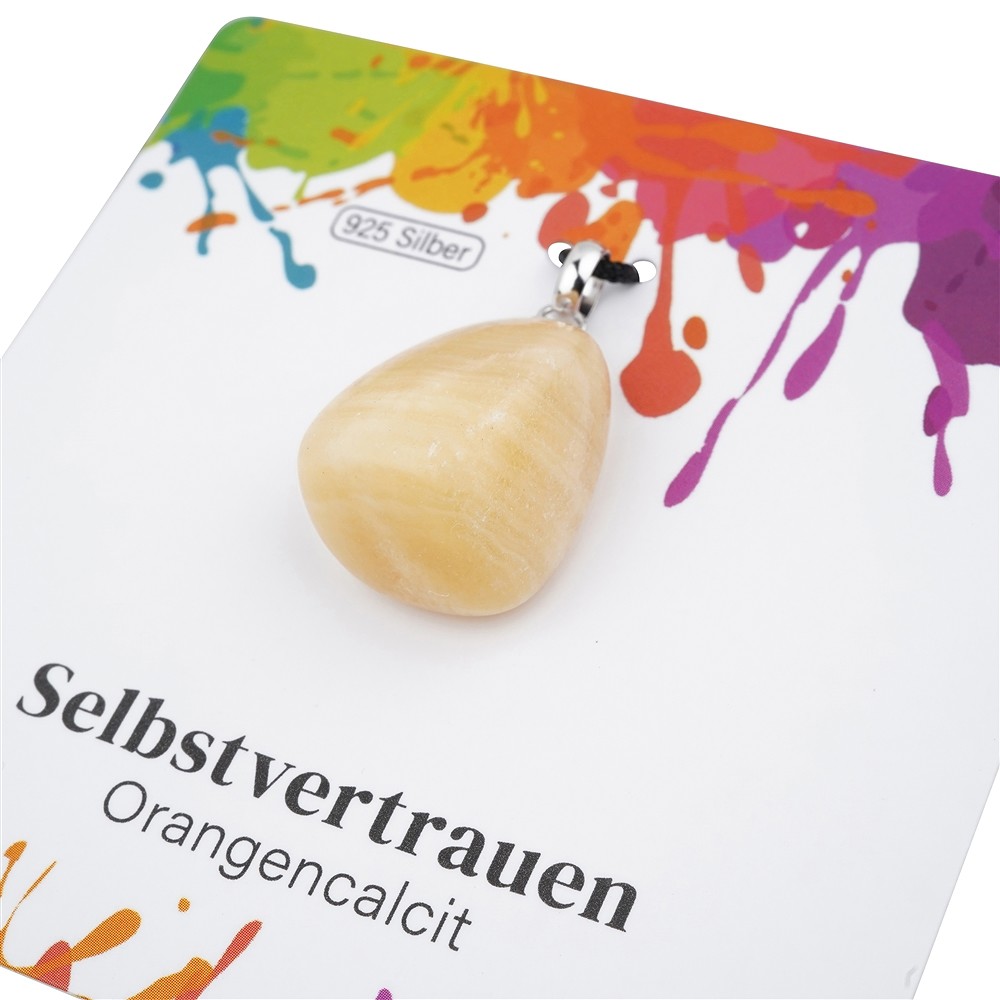 Pendant Calcite (orange), Tumbled Stone small, rhodiniert | Marco Schreier