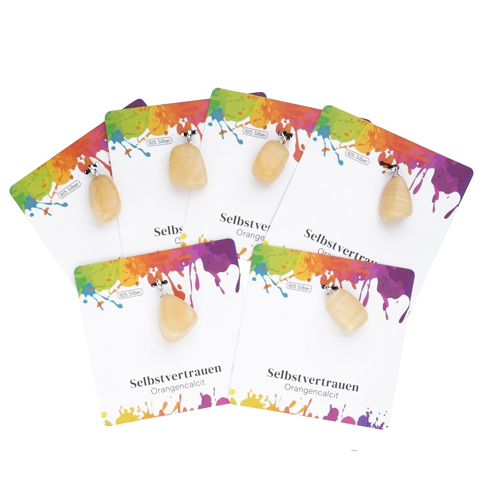 Pendant Calcite (orange), Tumbled Stone small, rhodiniert | Marco Schreier