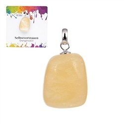 0604225106 Pendentif Calcite (orange), Pierre roulée petite, rhodié | Marco Schreier