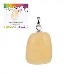 0604225106 Pendentif Calcite (orange), Pierre roulée petite, rhodié | Marco Schreier