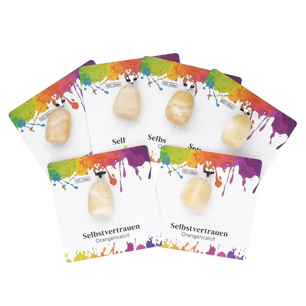 Pendentif Calcite (orange), Pierre roulée grande, rhodié | Marco Schreier