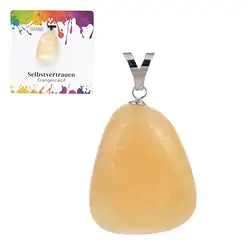 0604225107 Ciondolo Calcite (arancione), pietra burattata grande, rodiato | Marco Schreier