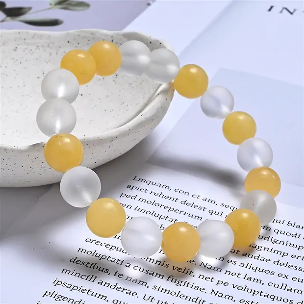 Pulsera, Calcita (naranja), Cristal de roca, cuentas de 10mm | Marco Schreier