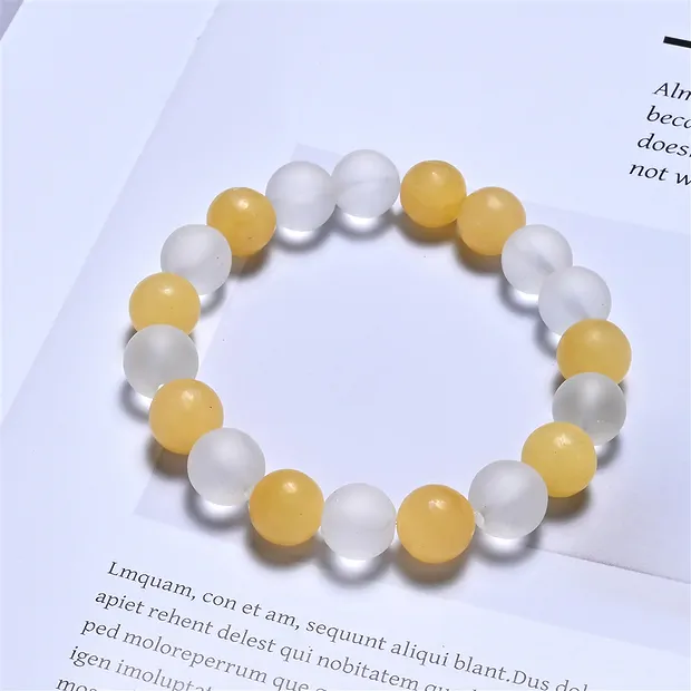 Pulsera, Calcita (naranja), Cristal de roca, cuentas de 10mm | Marco Schreier