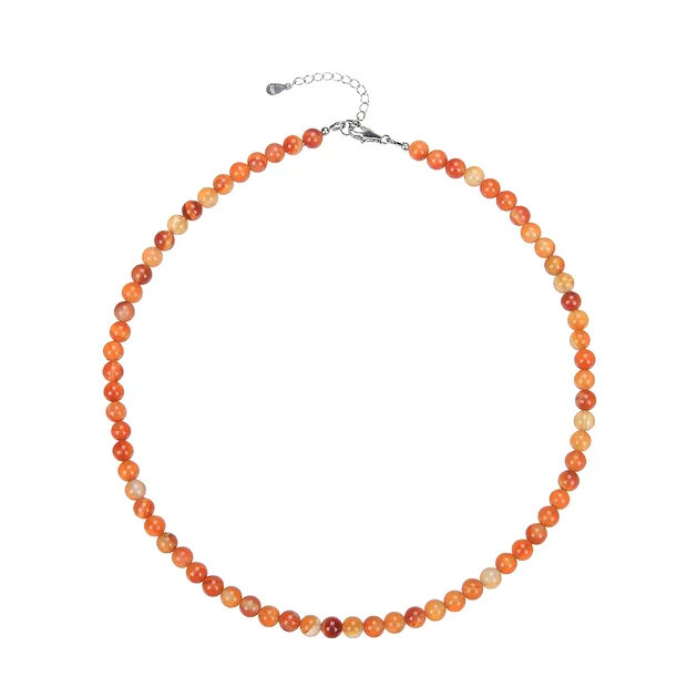 Chaîne Cornaline (chauffée), boules (6mm), rhodié | Marco Schreier
