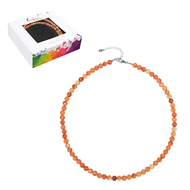 Necklace carnelian (heated), beads (6mm), rhodiniert | Marco Schreier