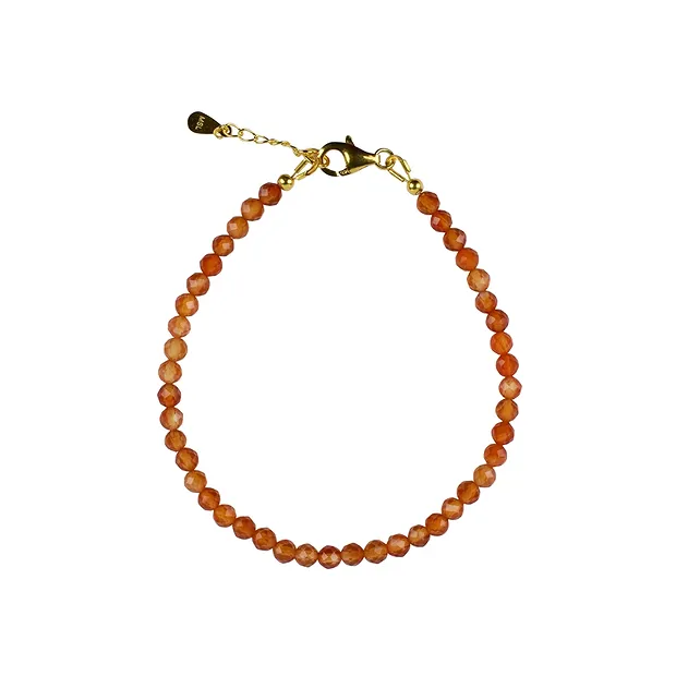 Kette Carneol (gebr.), Kugel (4mm), facettiert, vergoldet | Marco Schreier