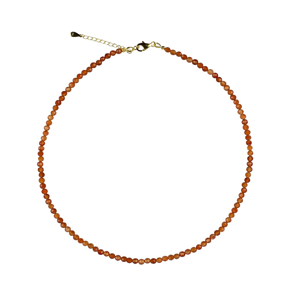 Collar bola de cornalina (calentado) (4mm), facetado, dorado | Marco Schreier