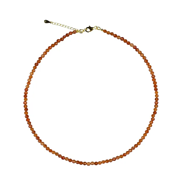 Kette Carneol (gebr.), Kugel (4mm), facettiert, vergoldet | Marco Schreier