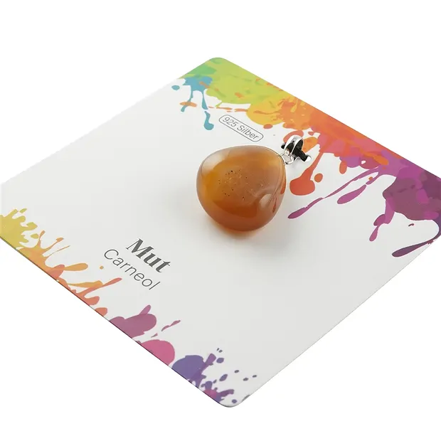 Pendant carnelian (heated), Tumbled Stone small, rhodiniert | Marco Schreier