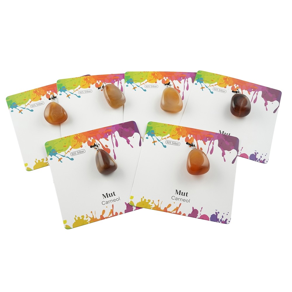 Pendant carnelian (heated), Tumbled Stone small, rhodiniert | Marco Schreier