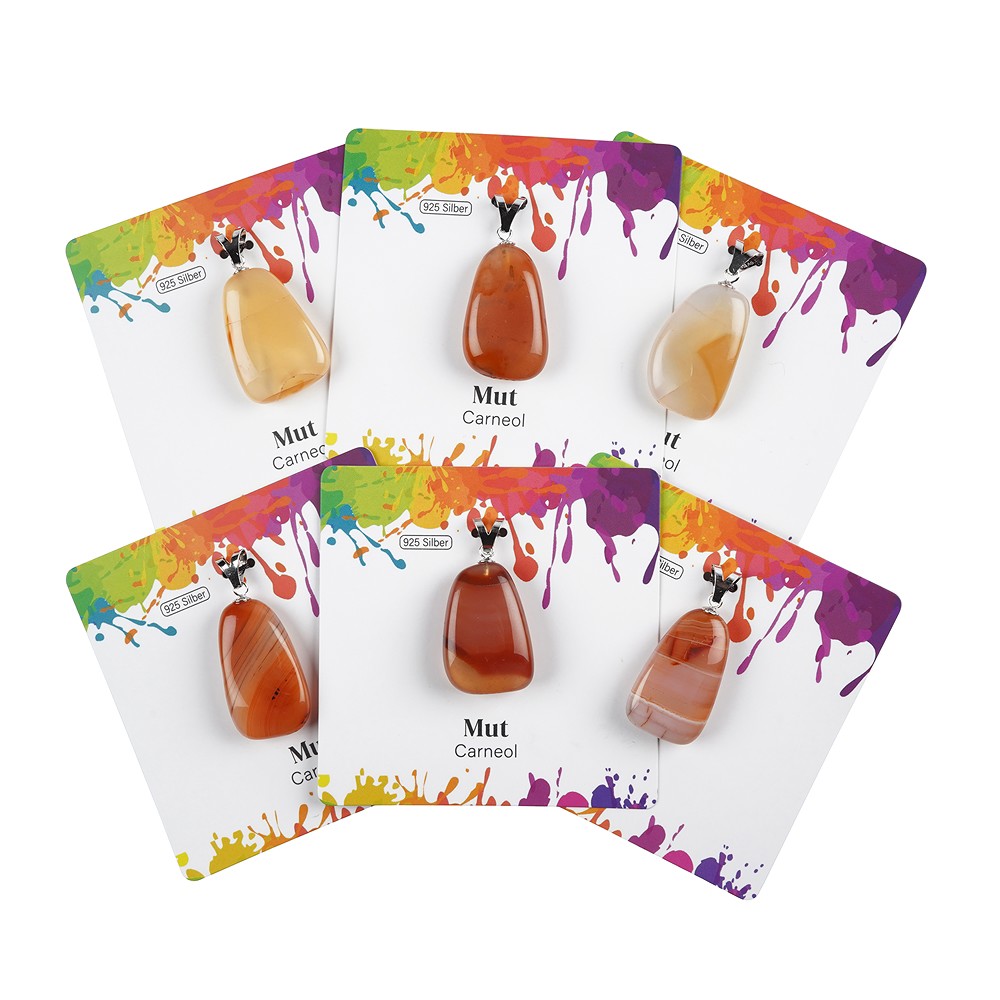 Anhänger Carneol (gebr.), Trommelstein groß, rhodiniert | Marco Schreier