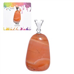 0604325107 Pendentif Cornaline (chauffée), Pierre roulée grande, rhodié | Marco Schreier