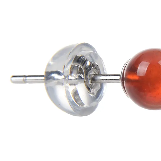 Ohrstecker Carneol (gebr.), Kugel, 4mm, rhodiniert | Marco Schreier