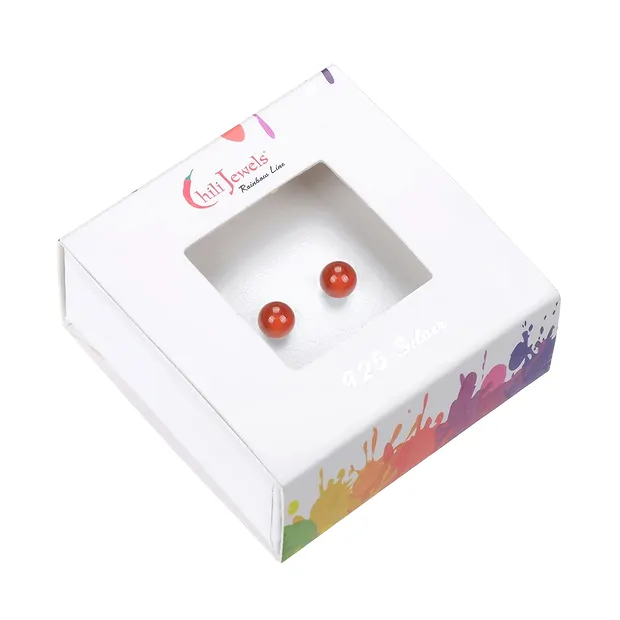 Ohrstecker Carneol (gebr.), Kugel, 4mm, rhodiniert | Marco Schreier