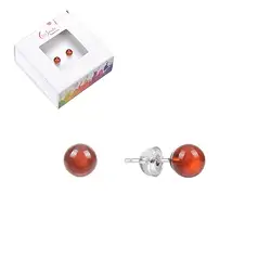 0604345104 Clous d'oreilles Cornaline (chauffée), boule, 4mm, rhodié | Marco Schreier