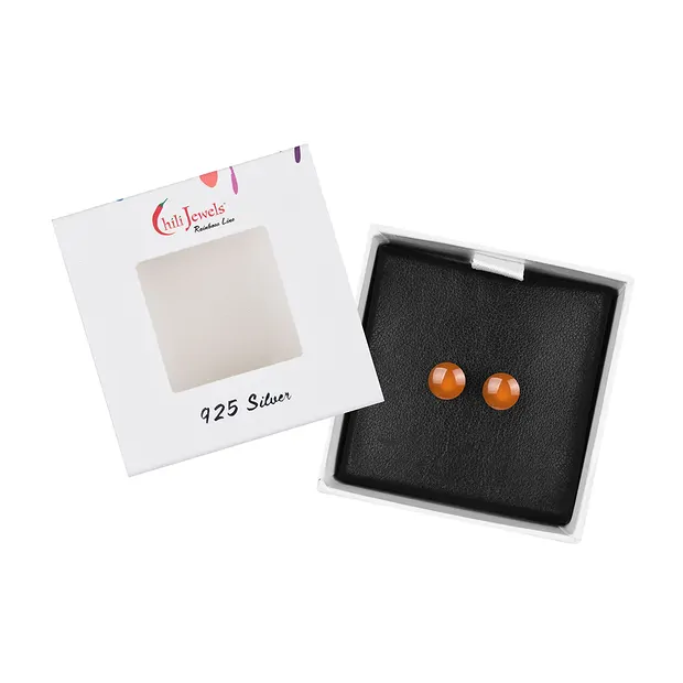 Clous d'oreilles Cornaline (chauffée), boule, 6mm, rhodié | Marco Schreier