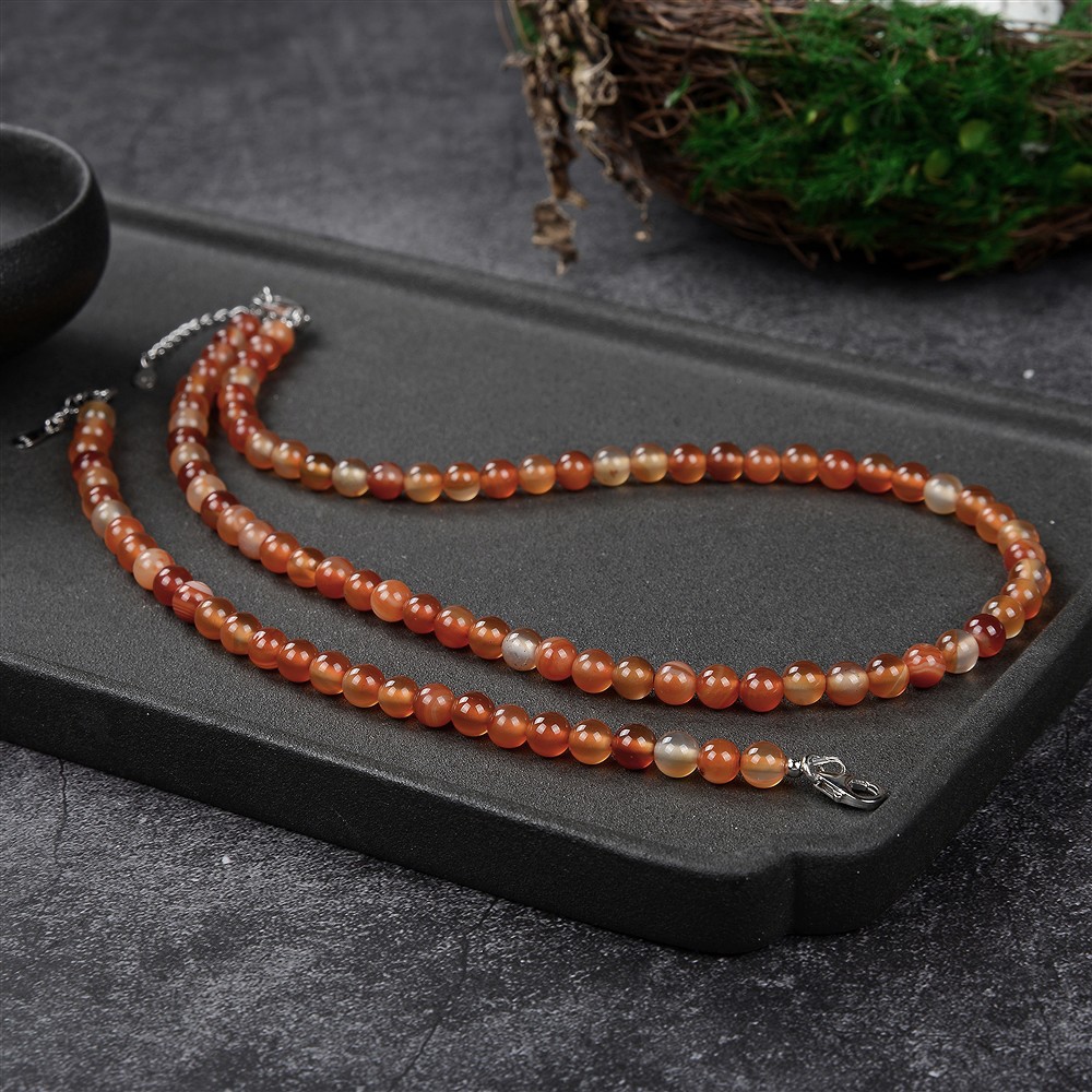 Earstud carnelian (heated), ball, 6mm, rhodiniert | Marco Schreier