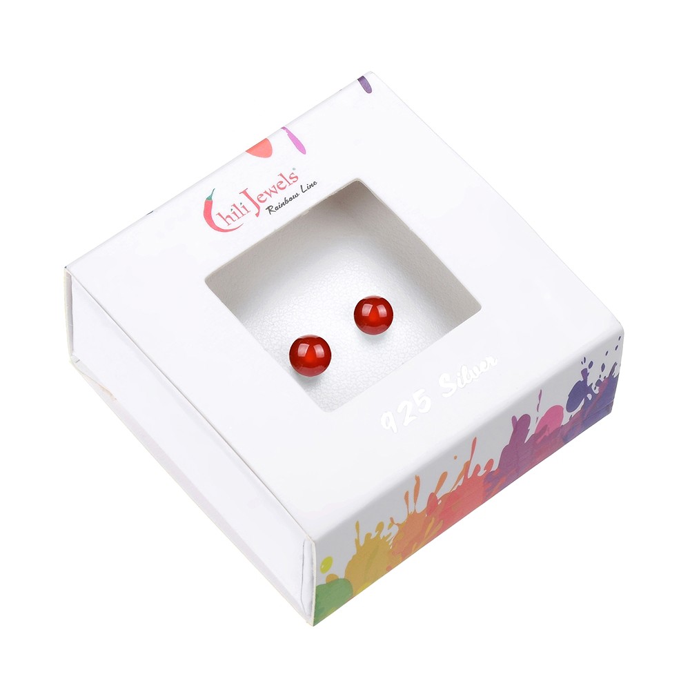 Earstud carnelian (heated), ball, 8mm, rhodiniert | Marco Schreier