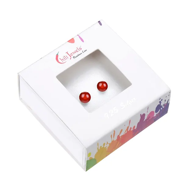 Earstud carnelian (heated), ball, 8mm, rhodiniert | Marco Schreier