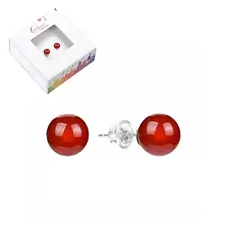 0604345108 Clous d'oreilles Cornaline (chauffée), boule, 8mm, rhodié | Marco Schreier