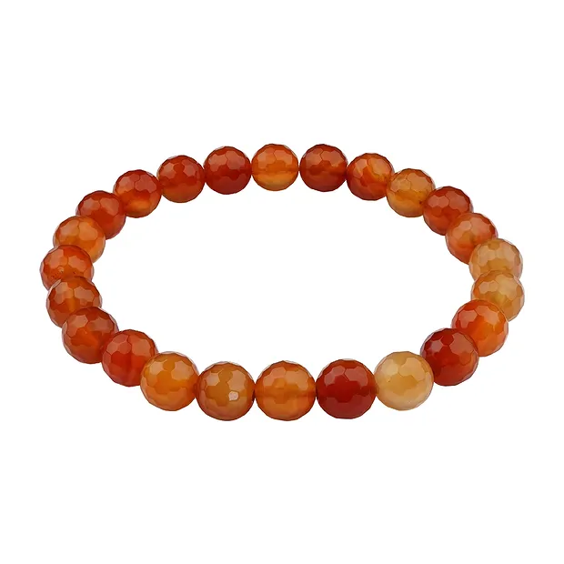 Pulsera, cornalina (calentado), 08mm cuentas, facetado | Marco Schreier
