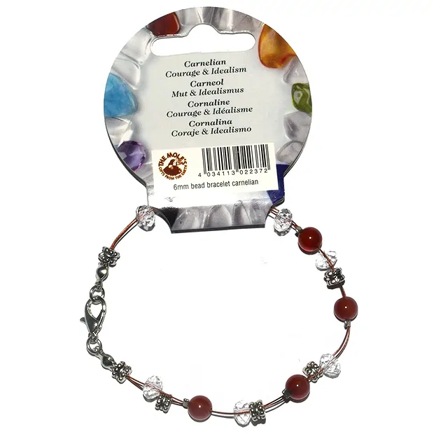 Bracelet en fil, Cornaline (chauffée/teintée), perles 06mm, pour support au sol  | Marco Schreier